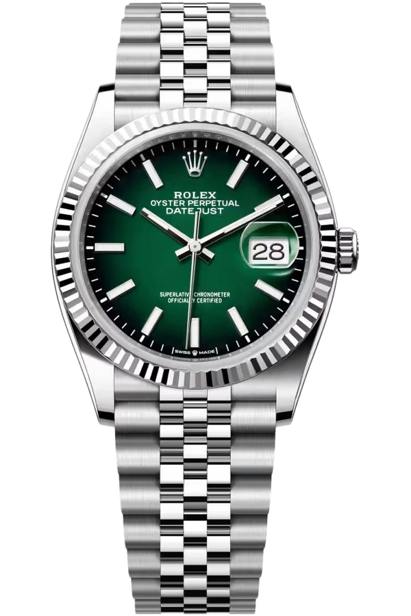 2026 new release Rolex Datejust green sunburst dial super replica watch from TopReplicaClub