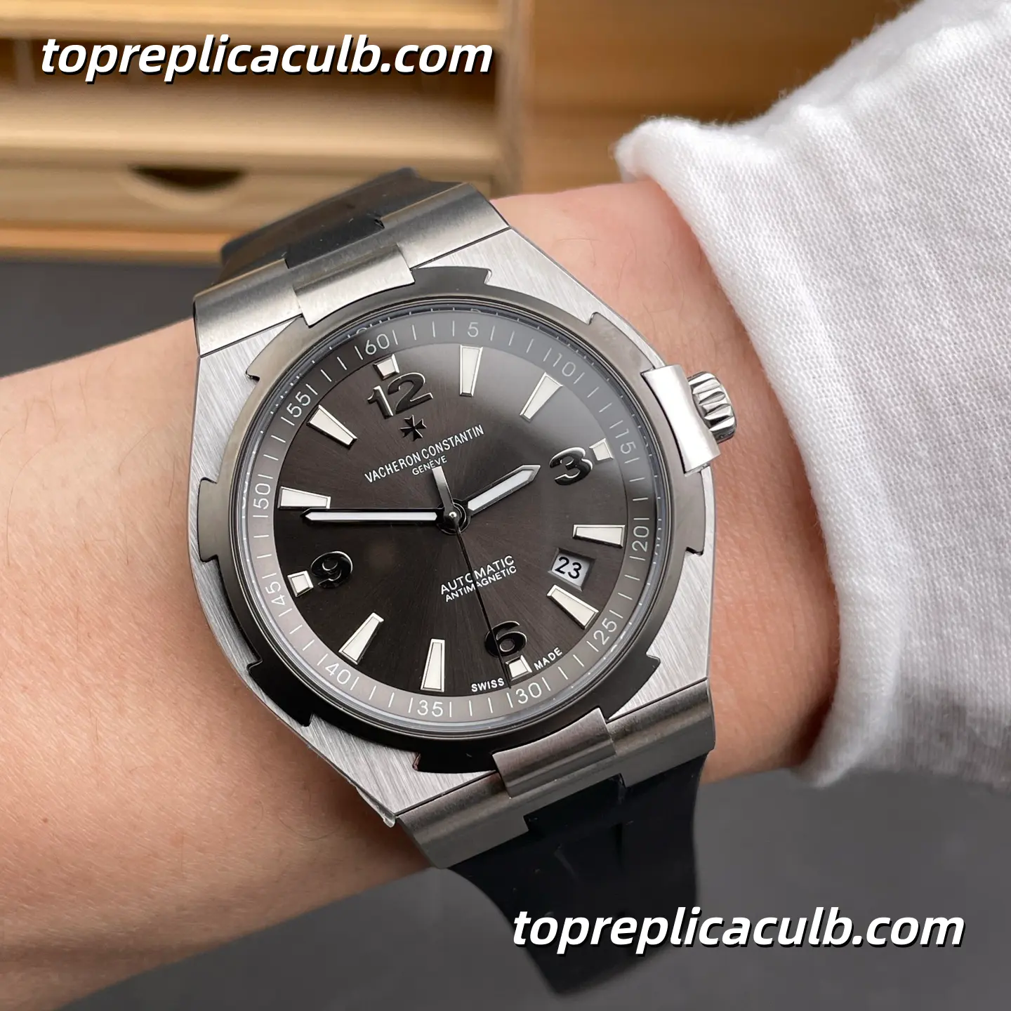 8 Factory Vacheron Constantin Overseas 47040/000W-9500 Super Clone Watch Stainless Steel Grey Dial Black Rubber Strap Cal.1226 Movement - Image 2