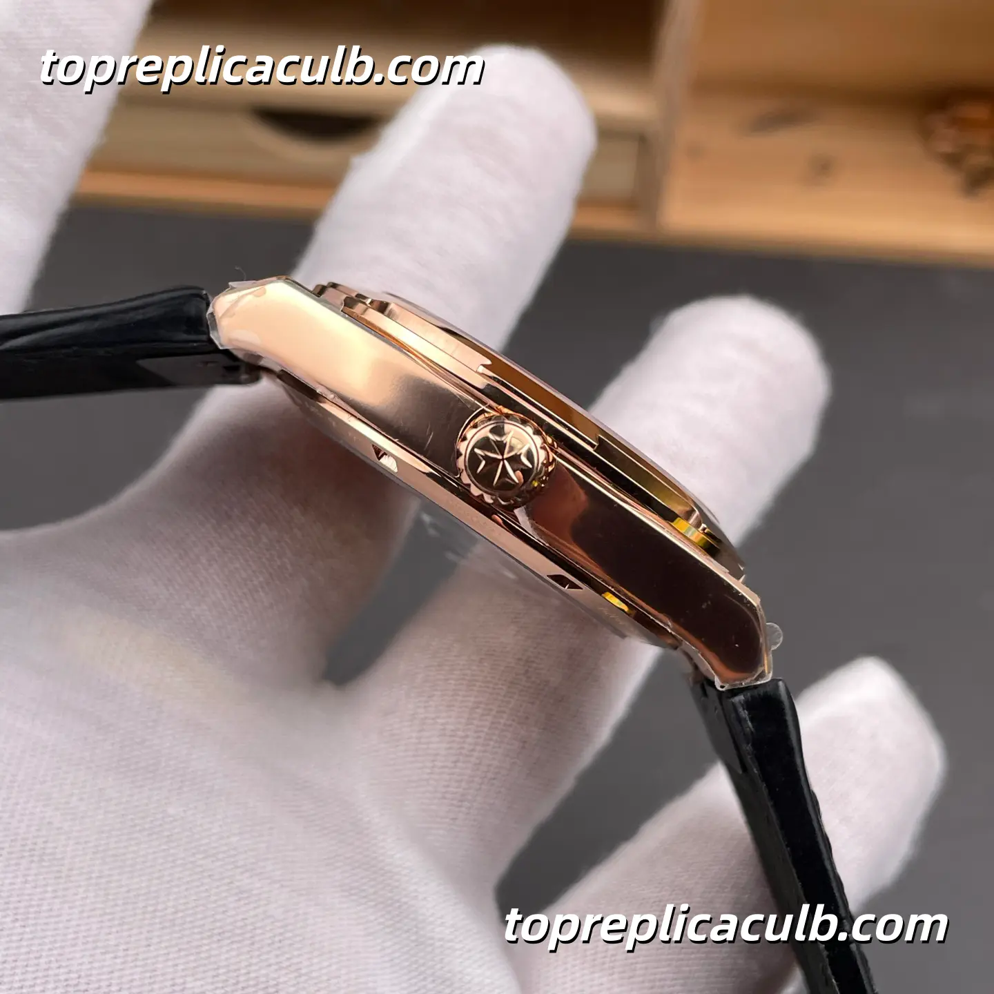 8F Factory Vacheron Constantin Overseas 4500V/000R-B127 Super Clone Watch 41mm Rose Gold Silver Dial Black Leather Strap 5100 Movement - Image 6