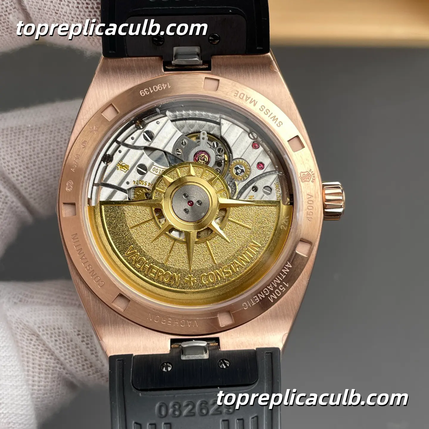 8F Factory Vacheron Constantin Overseas 4500V/000R-B127 Super Clone Watch 41mm Rose Gold Silver Dial Black Rubber Strap 5100 Movement - Image 6