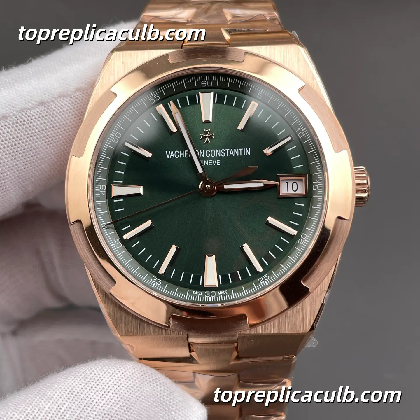 8F Factory Vacheron Constantin Overseas 4520V/210R-B967 Super Clone Watch 41mm Rose Gold Green Dial Bracelet 5100 Movement - Image 3