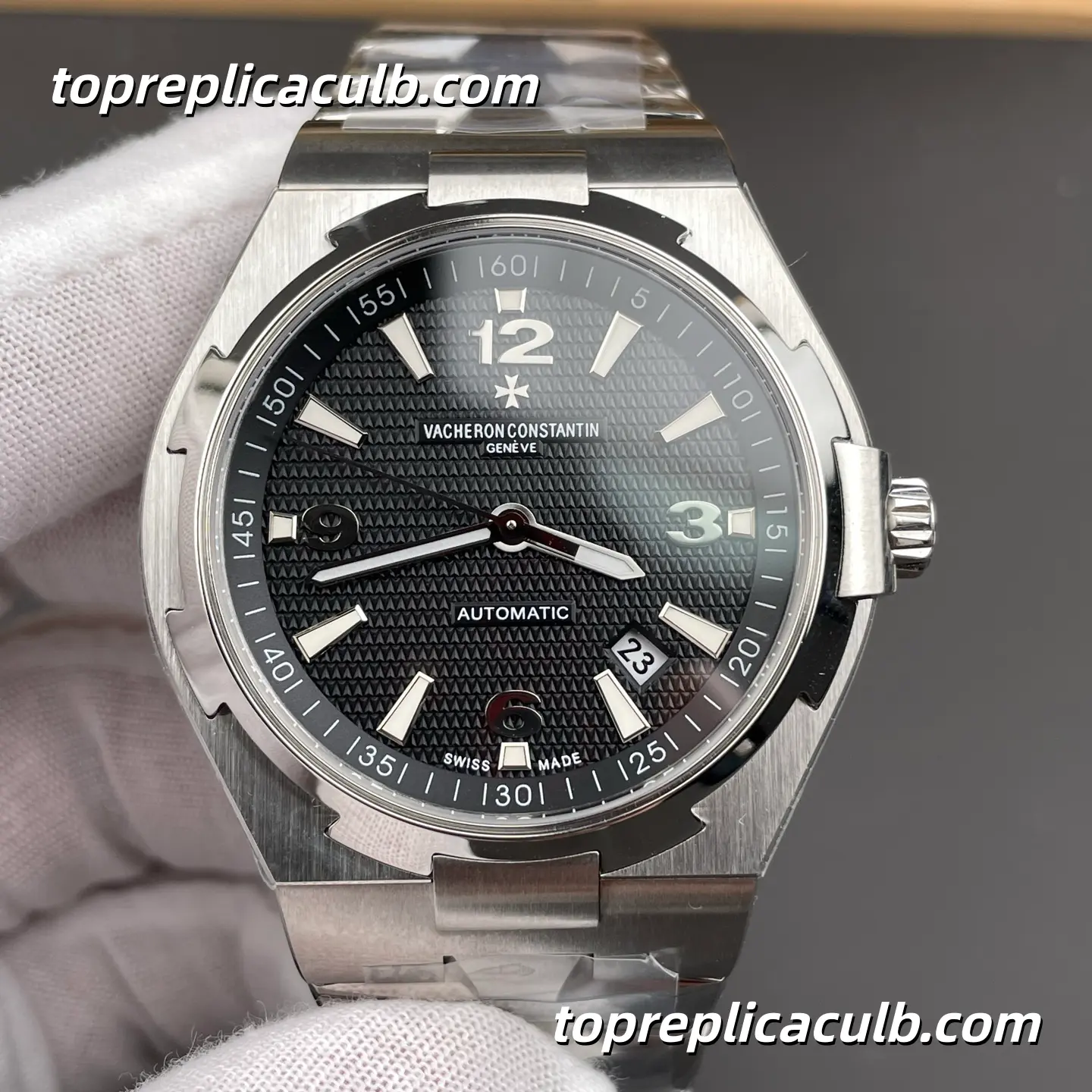 8F Factory Vacheron Constantin Overseas 47040/B01A-9094 Super Clone Watch Stainless Steel Black Textured Dial Integrated Bracelet Cal.1226 Movement - Image 3