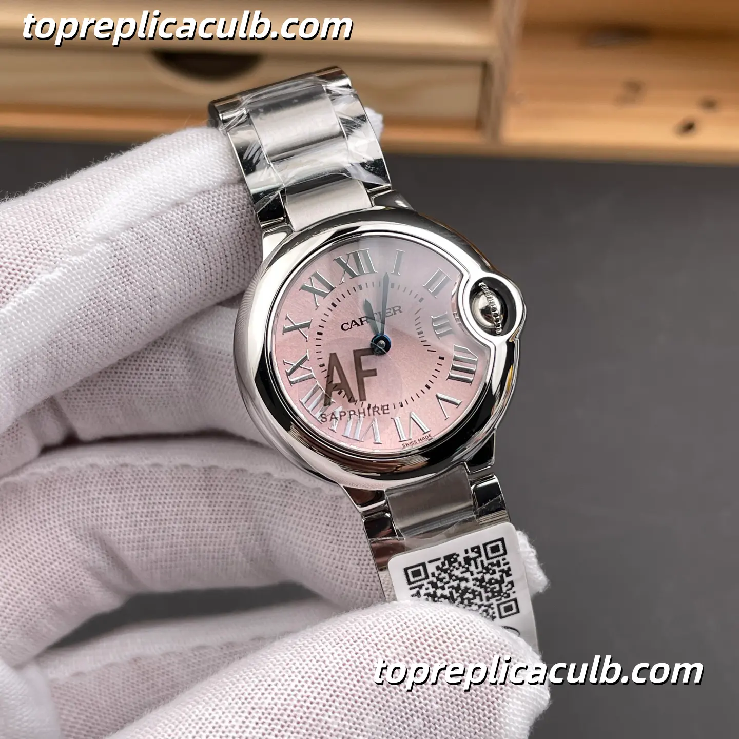 AF Factory Cartier Ballon Bleu Super Clone Watch 28MM Pink Dial W6920038 - Image 4