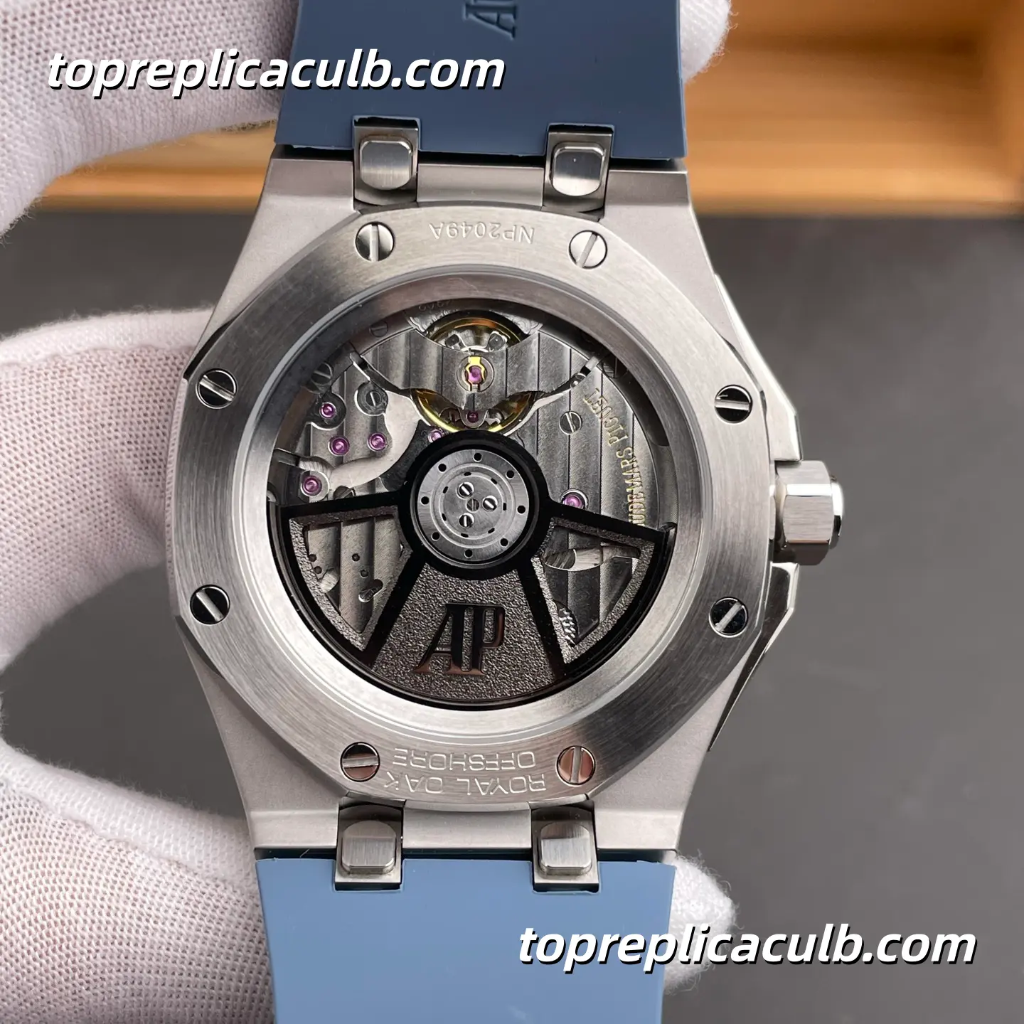 APP Factory Audemars Piguet Royal Oak Offshore Ref.15605SK.OO.A350CA.01 43MM Light Blue Dial Super Clone Watch with Blue Rubber Strap and 1:1 Automatic Movement - Image 7