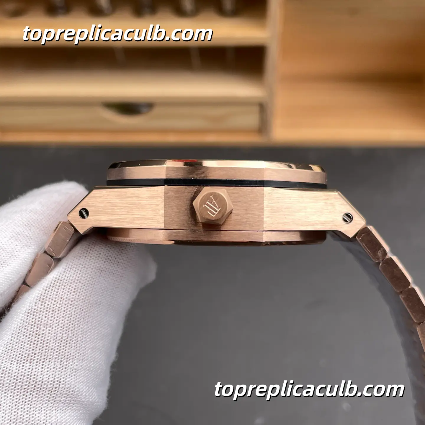 APP Factory Audemars Piguet Royal Oak Tourbillon Openworked 41MM 26735 Rose Gold Skeleton Dial Full Rose Gold Bracelet Super Clone Watch with 2972 Tourbillon Automatic Movement - Image 5
