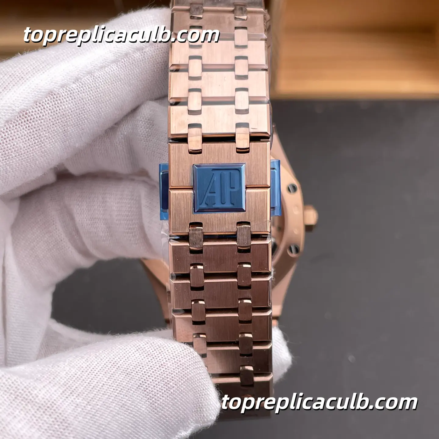 APP Factory Audemars Piguet Royal Oak Tourbillon Openworked 41MM 26735 Rose Gold Skeleton Dial Full Rose Gold Bracelet Super Clone Watch with 2972 Tourbillon Automatic Movement - Image 8