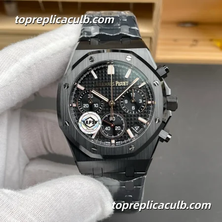 APS Factory Audemars Piguet Royal Oak Chronograph 41MM 26240CE.OO.1225CE.02 Black “Grande Tapisserie” Dial Black Ceramic Bracelet Super Clone Watch with 4401 1:1 Automatic Chronograph Movement