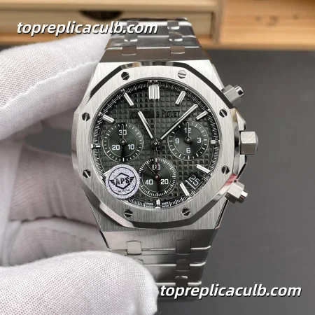 APS Factory Audemars Piguet Royal Oak Chronograph 41MM 26240ST.OO.1320ST.08 Khaki Green “Grande Tapisserie” Dial Stainless Steel Bracelet Super Clone Watch