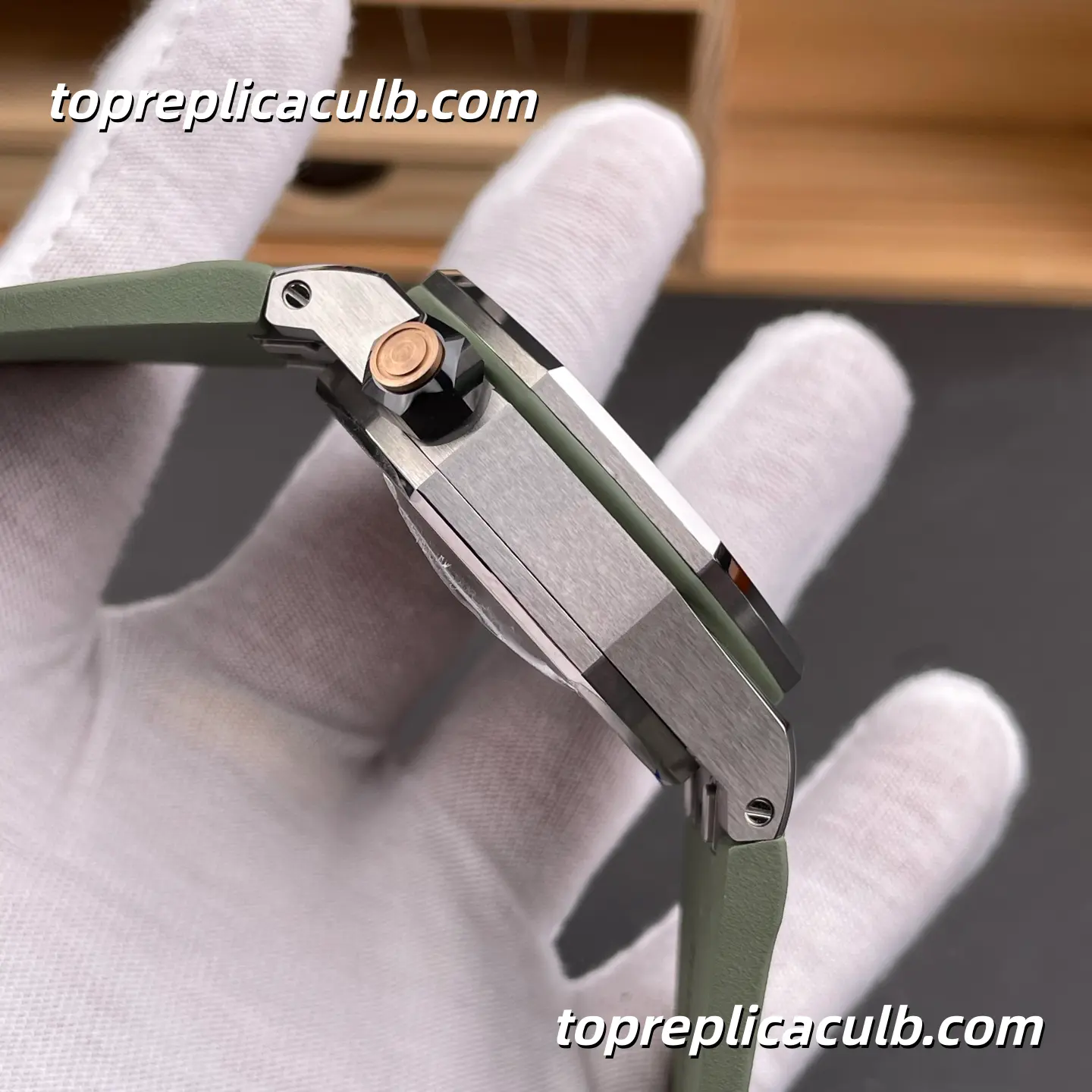 APS Factory Audemars Piguet Royal Oak Offshore Ref.15720ST.OO.A052CA.01 42MM Green Dial “Avocado” Super Clone Watch with Green Rubber Strap and APS Automatic Movement - Image 6
