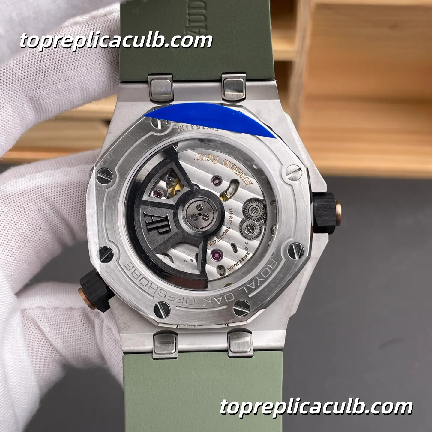 APS Factory Audemars Piguet Royal Oak Offshore Ref.15720ST.OO.A052CA.01 42MM Green Dial “Avocado” Super Clone Watch with Green Rubber Strap and APS Automatic Movement - Image 7