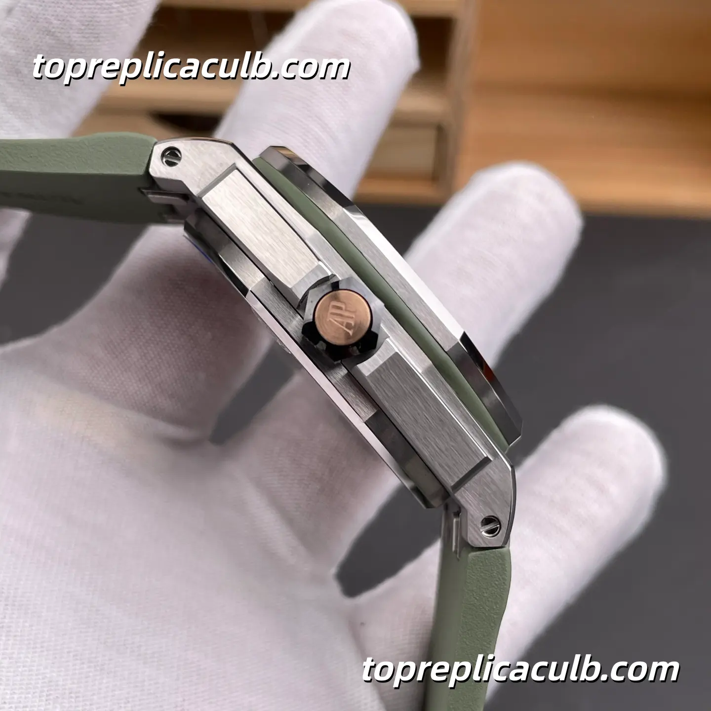 APS Factory Audemars Piguet Royal Oak Offshore Ref.15720ST.OO.A052CA.01 42MM Green Dial “Avocado” Super Clone Watch with Green Rubber Strap and APS Automatic Movement - Image 5