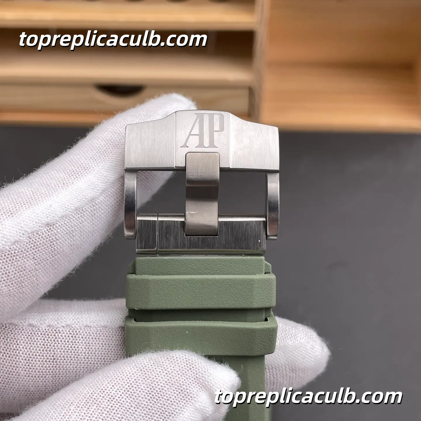 APS Factory Audemars Piguet Royal Oak Offshore Ref.15720ST.OO.A052CA.01 42MM Green Dial “Avocado” Super Clone Watch with Green Rubber Strap and APS Automatic Movement - Image 8