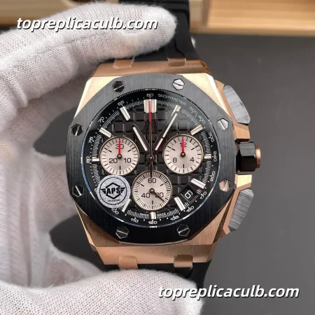 APS Factory Audemars Piguet Royal Oak Offshore Chronograph 43MM Rose Gold Black Dial Super Clone Watch
