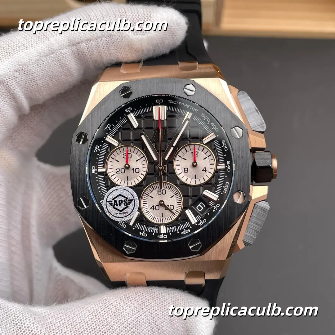 APS Factory Audemars Piguet Royal Oak Offshore Chronograph 43MM Rose Gold Black Dial Super Clone Watch
