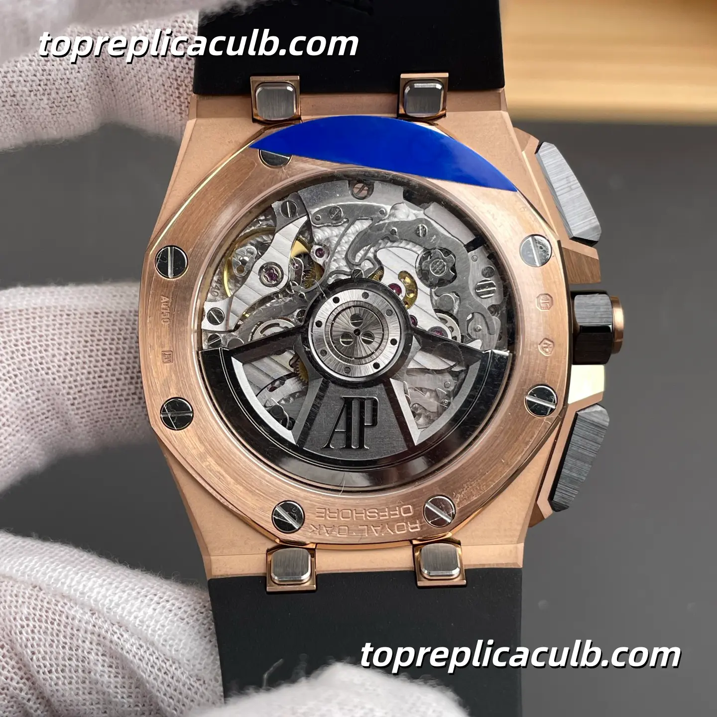 APS Factory Audemars Piguet Royal Oak Offshore Chronograph 43MM Rose Gold Black Dial Super Clone Watch with Black Rubber Strap and 4401 Flyback Chronograph Automatic Movement - Image 7