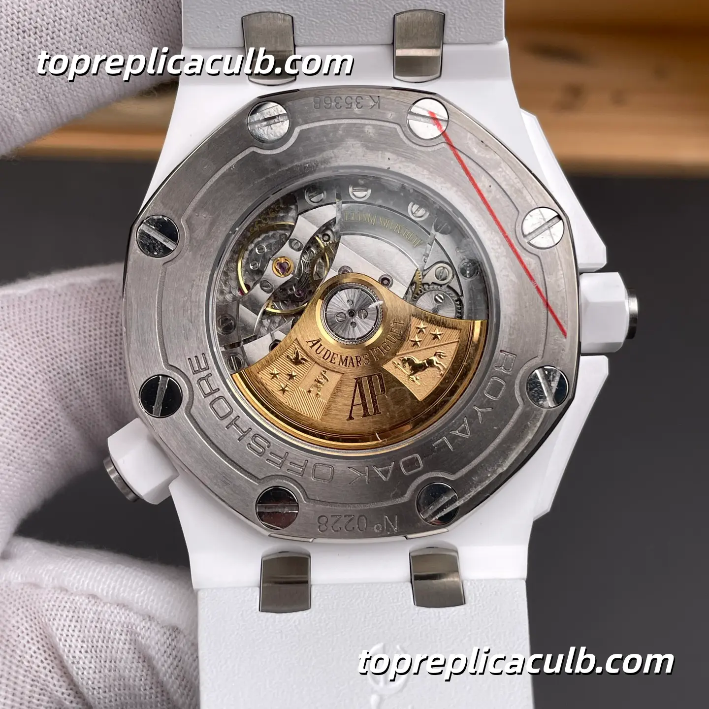 APS Factory Audemars Piguet Royal Oak Offshore Diver 42MM White Ceramic Super Clone Watch with White Rubber Strap and 3120 1:1 Automatic Movement - Image 7