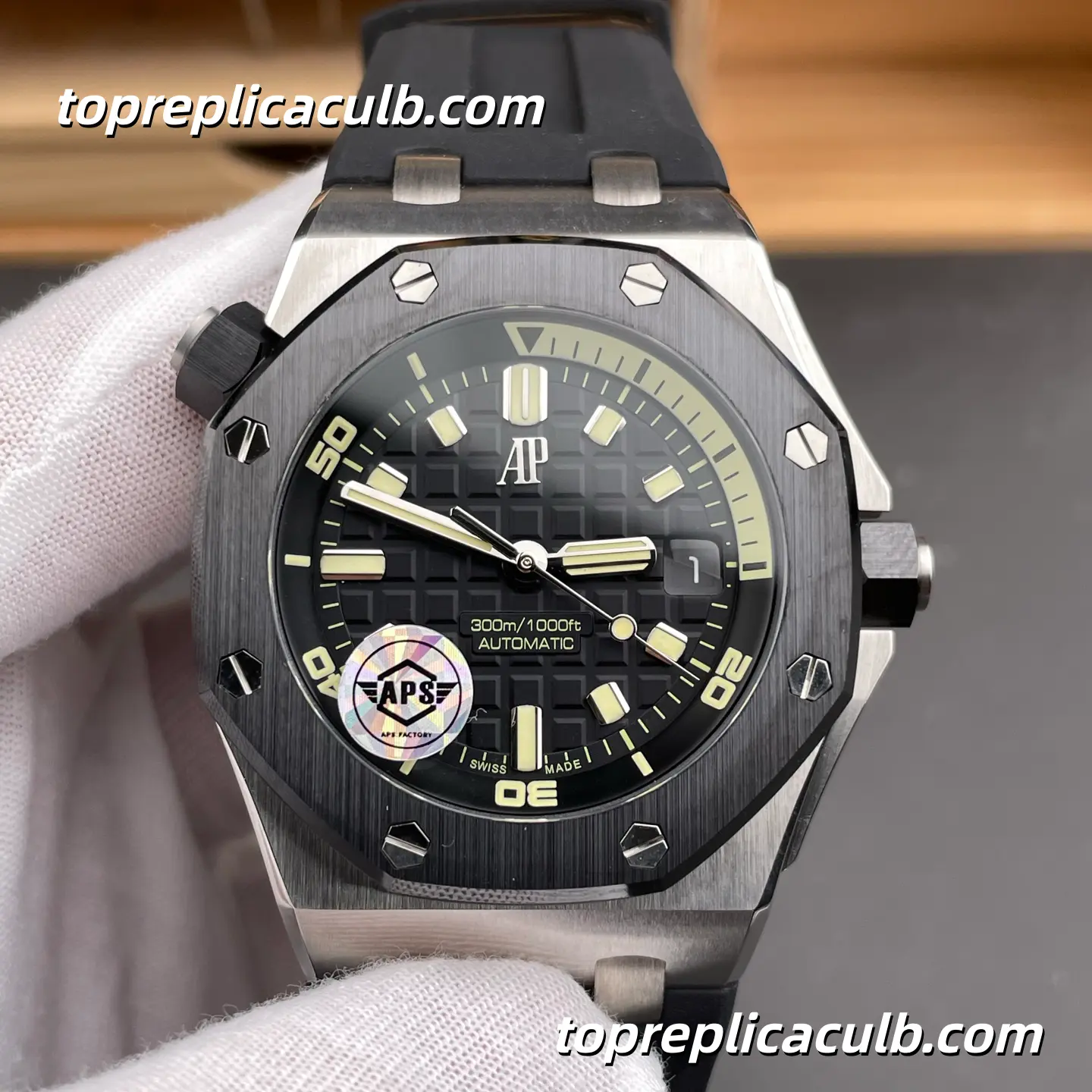 APS Factory Audemars Piguet Royal Oak Offshore Ref.15720CN.OO.A002CA.01 42MM Black Dial Super Clone Watch with Black Rubber Strap and 1:1 Automatic Movement - Image 3