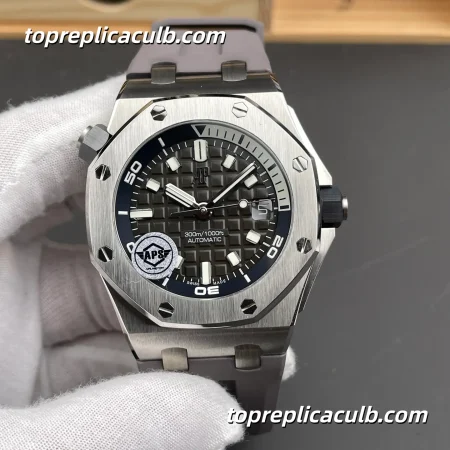 APS Factory Audemars Piguet Royal Oak Offshore Ref.15720ST.OO.A009CA.01 42MM Grey Dial Super Clone Watch with Grey Rubber Strap and 11 Replica Cal.4308 Automatic Movement