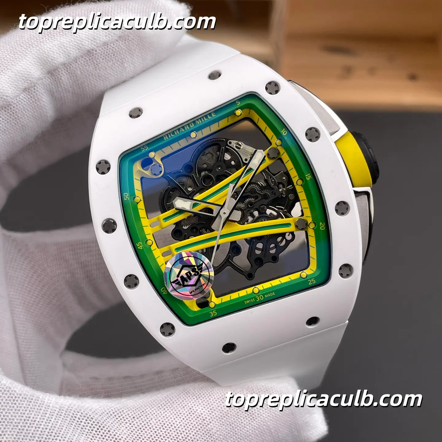 APS Factory Richard Mille RM61-01 White Ceramic Green Track 51x42MM RMUL2 Movement Super Clone Watch - Image 4