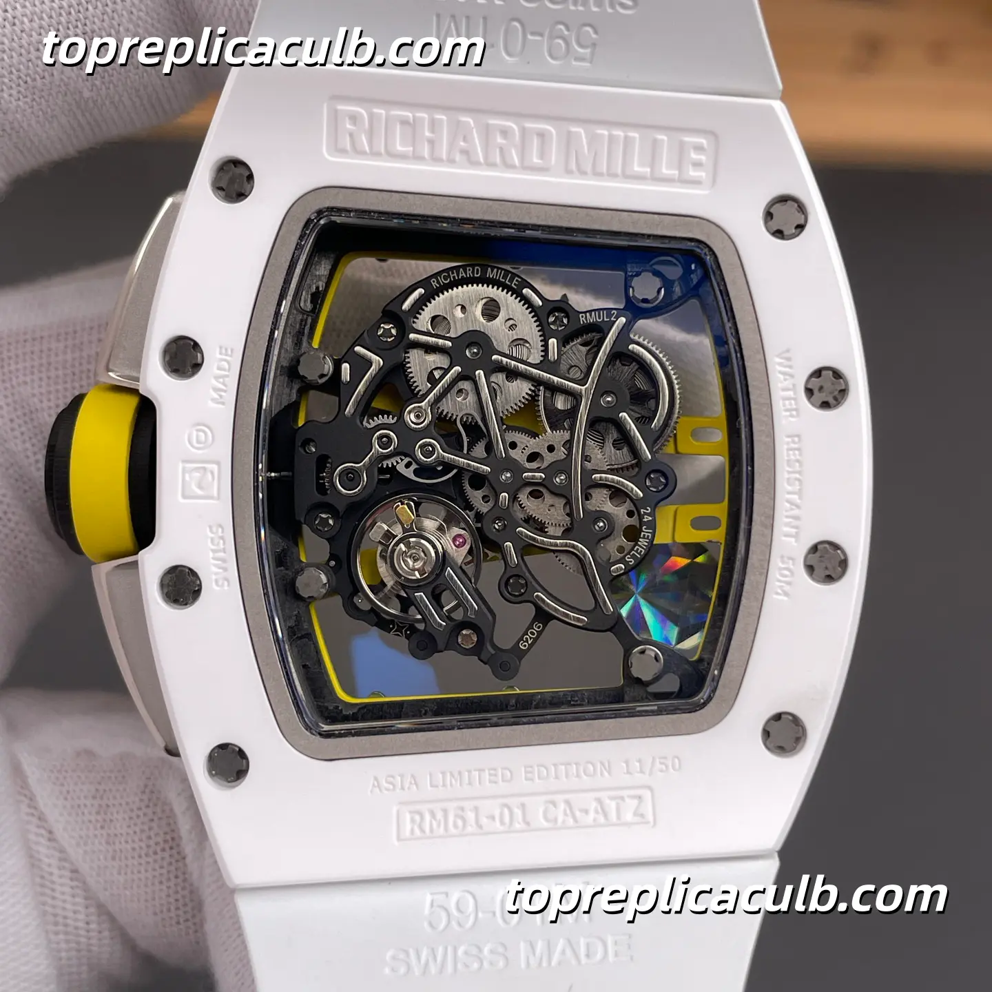 APS Factory Richard Mille RM61-01 White Ceramic Green Track 51x42MM RMUL2 Movement Super Clone Watch - Image 5