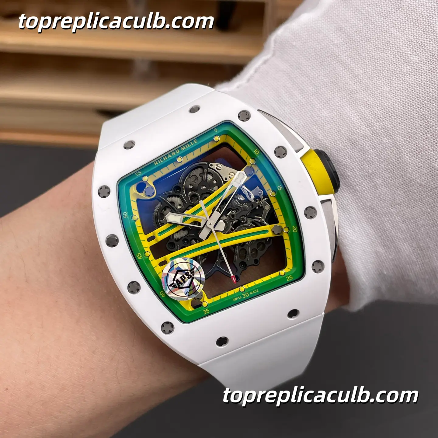 APS Factory Richard Mille RM61-01 White Ceramic Green Track 51x42MM RMUL2 Movement Super Clone Watch - Image 2