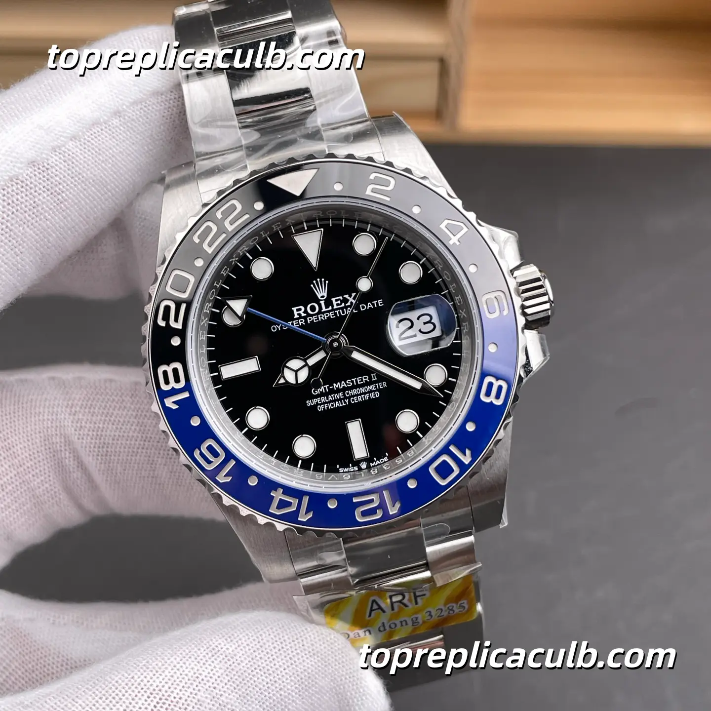 ARF Factory Rolex GMT-Master II “Batman” 126710BLNR-0003 40MM Black Dial Black & Blue Ceramic Bezel Jubilee Bracelet Super Clone Watch with 3285 Movement - Image 4