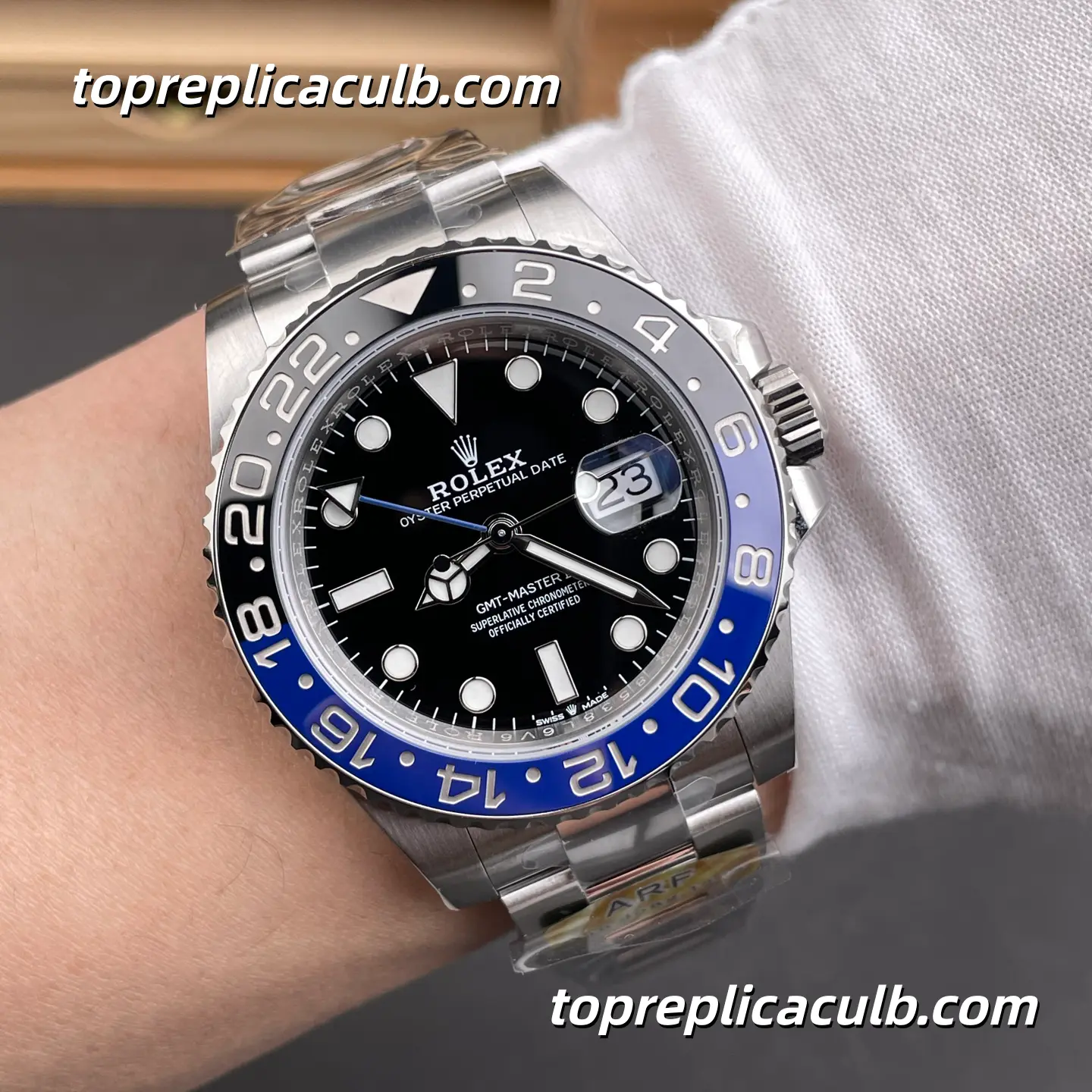 ARF Factory Rolex GMT-Master II “Batman” 126710BLNR-0003 40MM Black Dial Black & Blue Ceramic Bezel Jubilee Bracelet Super Clone Watch with 3285 Movement - Image 2