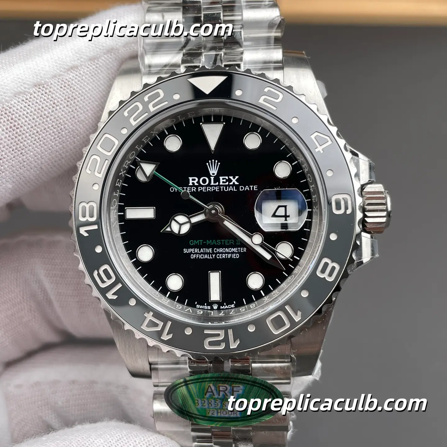 ARF Factory Rolex GMT-Master II “Bruce Wayne” 126710GRNR-0003 40MM Black Dial Black & Grey Ceramic Bezel Jubilee Bracelet Super Clone Watch with 3285 Movement - Image 3