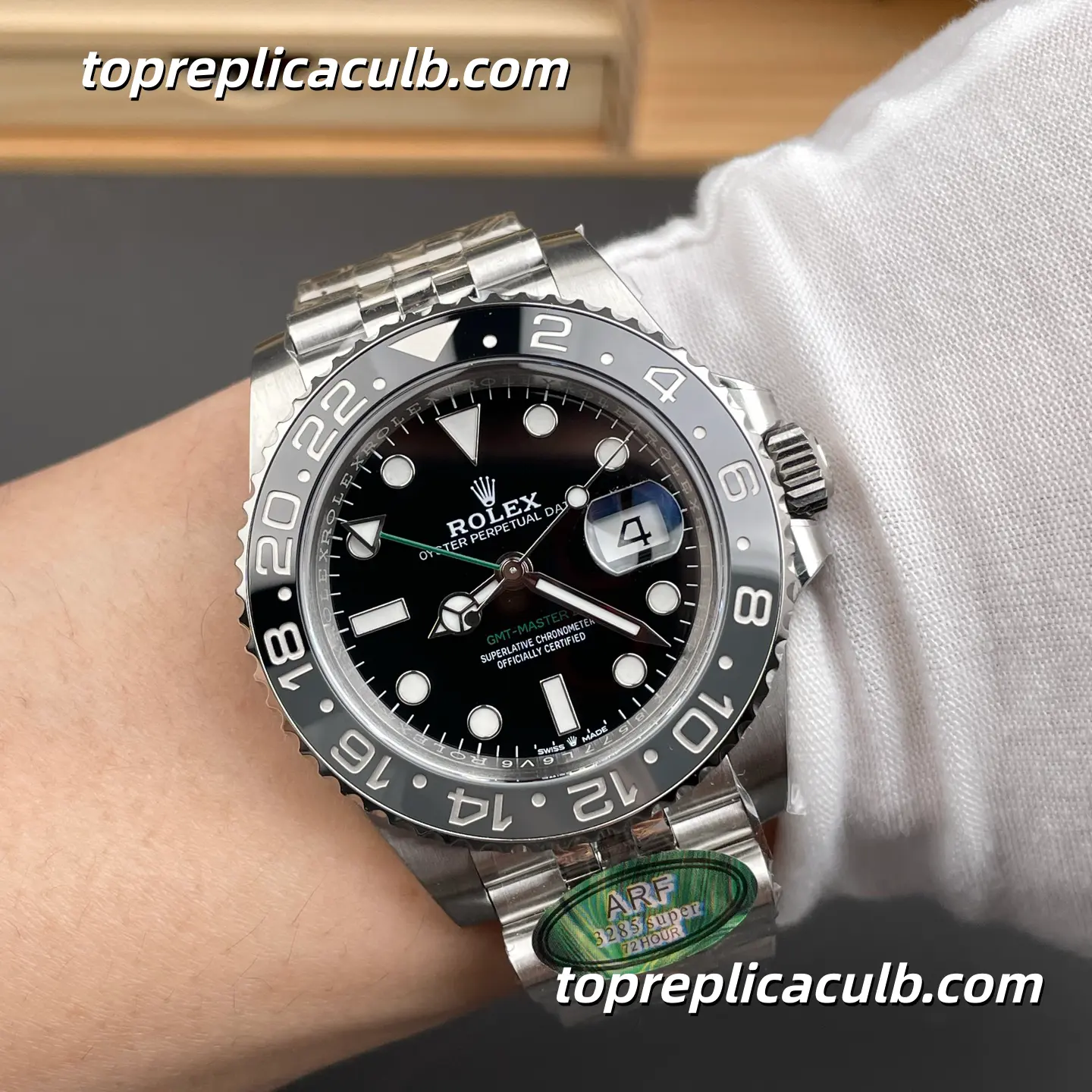 ARF Factory Rolex GMT-Master II “Bruce Wayne” 126710GRNR-0003 40MM Black Dial Black & Grey Ceramic Bezel Jubilee Bracelet Super Clone Watch with 3285 Movement - Image 2