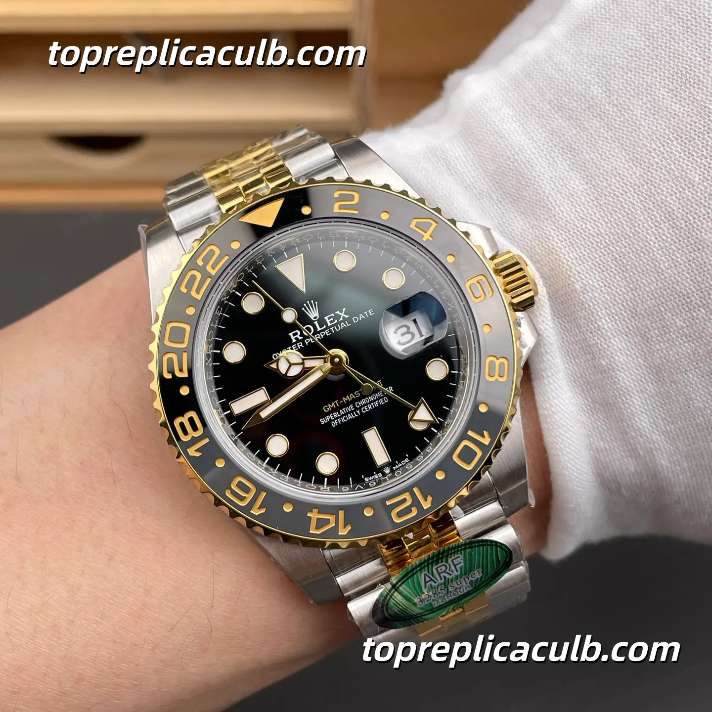 ARF Factory Rolex GMT-Master II “Guinness” 126713GRNR-0001 40MM Black Dial Black & Grey Ceramic Bezel Two Tone Jubilee Bracelet Super Clone Watch with 3285 Movement - Image 2