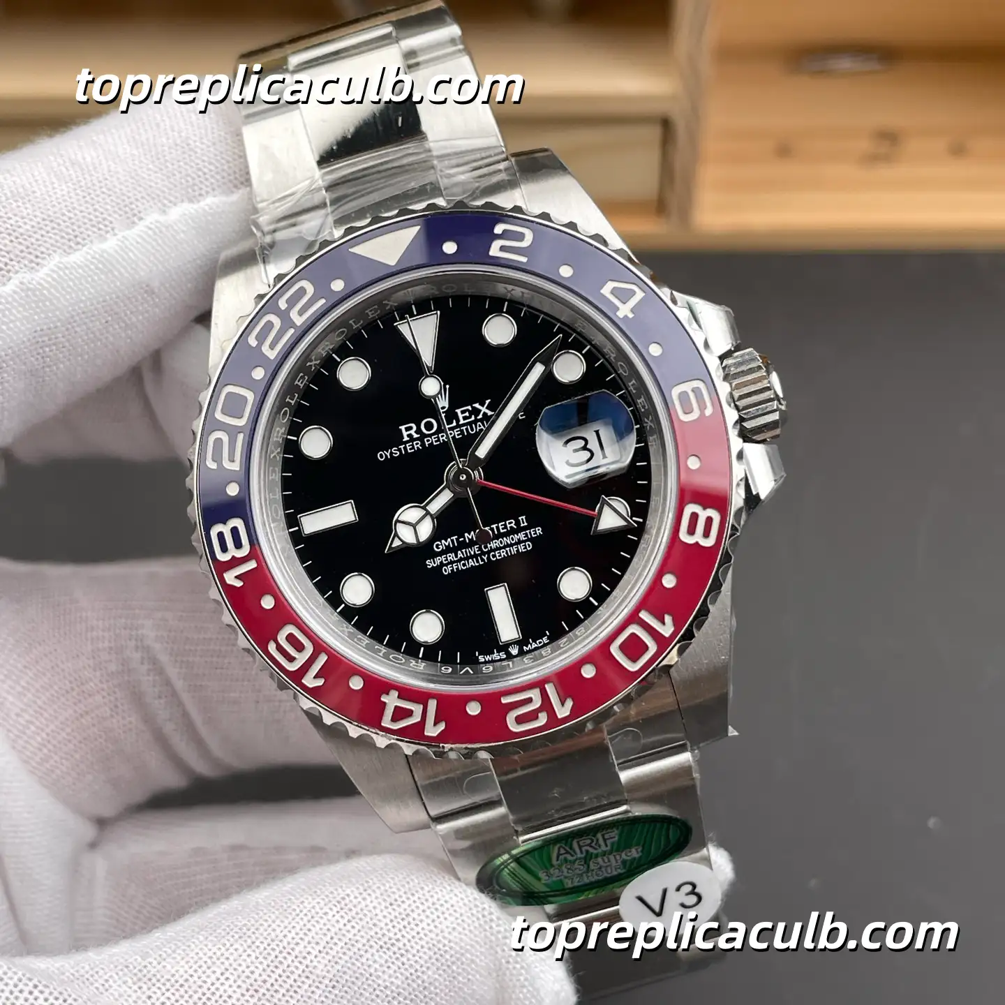 ARF Factory Rolex GMT-Master II “Pepsi” 126710BLRO-0002 40MM Black Dial Red & Blue Ceramic Bezel Oyster Bracelet Super Clone Watch with 3285 Movement - Image 4