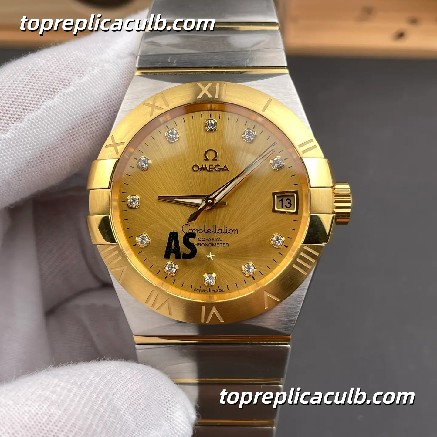 AS Factory Omega Constellation Ref.131.20.28.60.58.001 28MM Champagne Diamond Dial Two Tone Bracelet Quartz Watch - Image 3