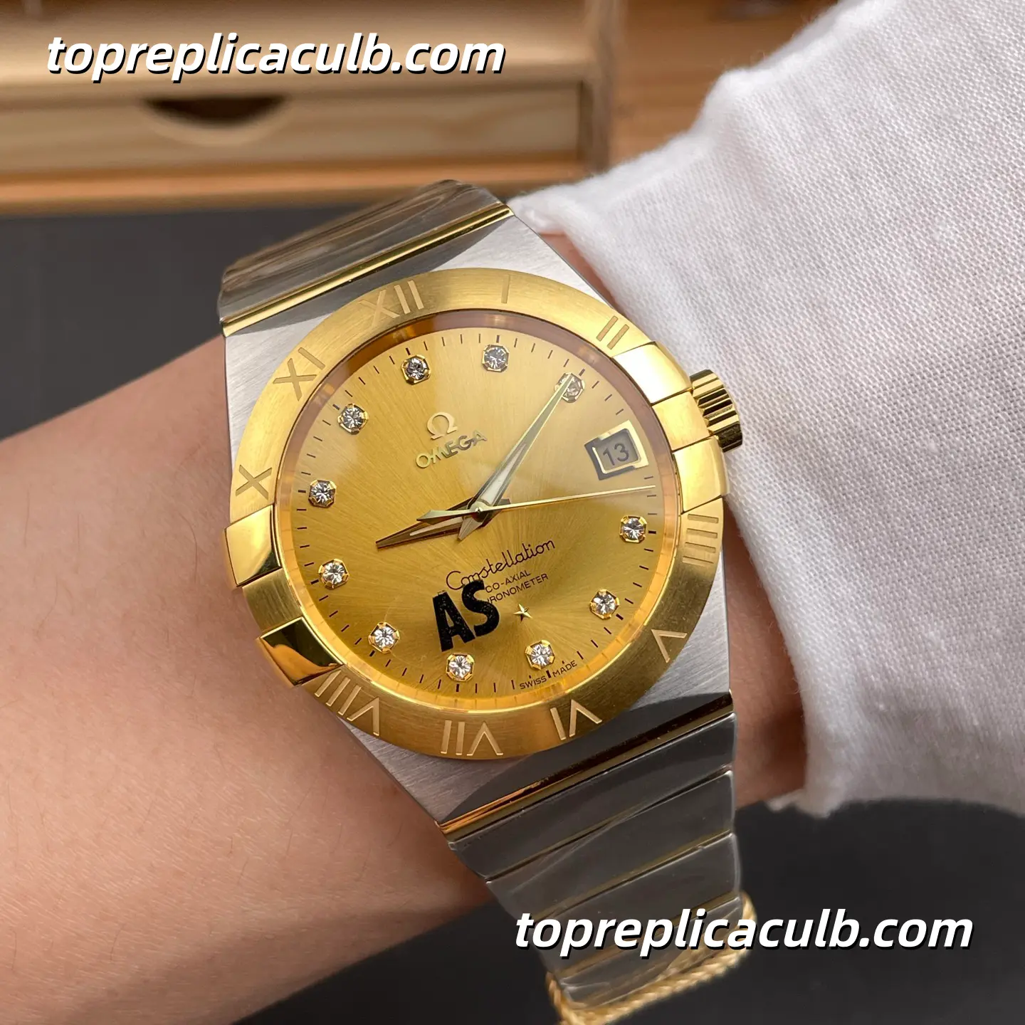 AS Factory Omega Constellation Ref.131.20.28.60.58.001 28MM Champagne Diamond Dial Two Tone Bracelet Quartz Watch - Image 2
