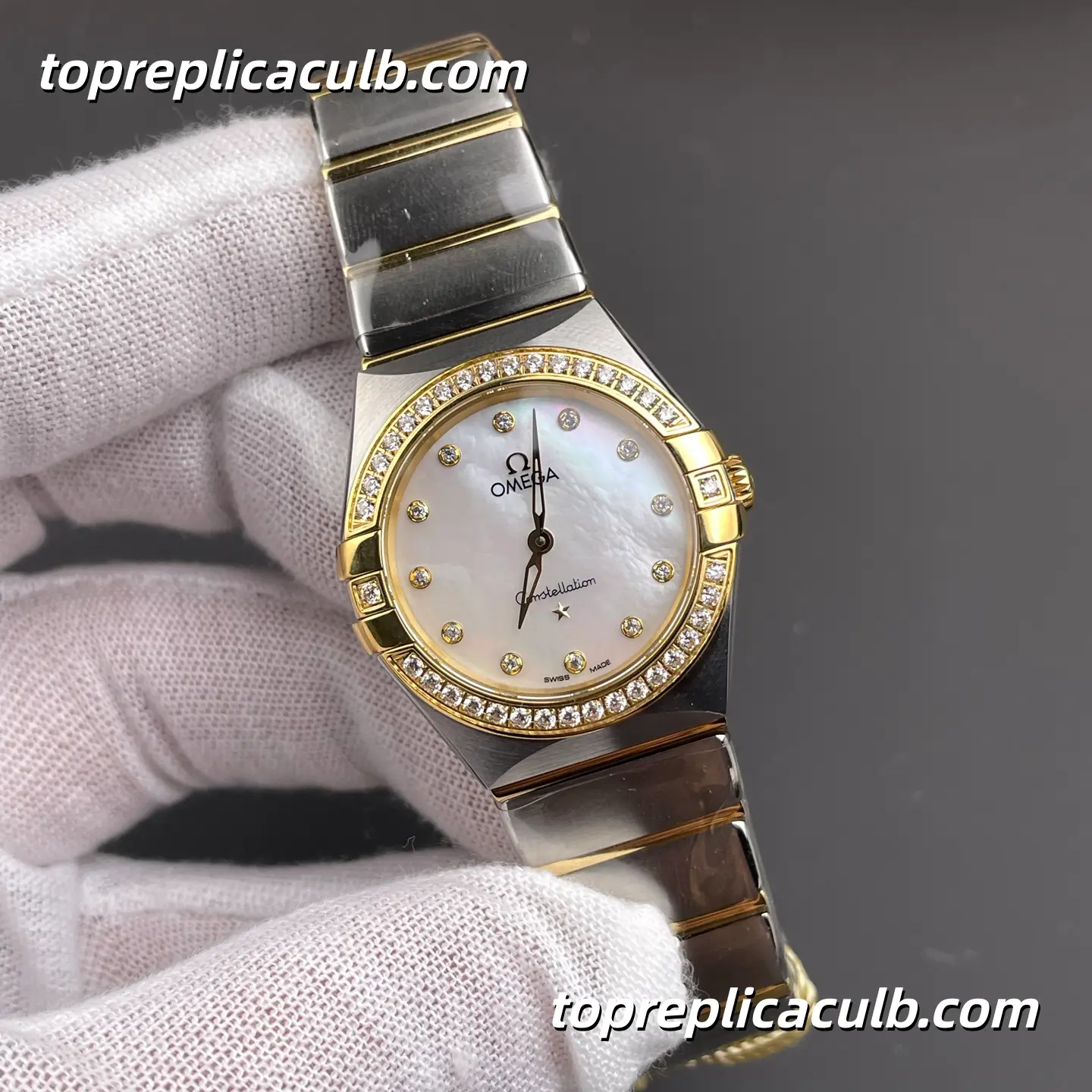 AS Factory Omega Constellation Ref.131.25.28.60.55.002 28MM Mother Of Pearl Diamond Bezel Two Tone Bracelet Super Clone Watch With 4061 Quartz Movement - Image 4