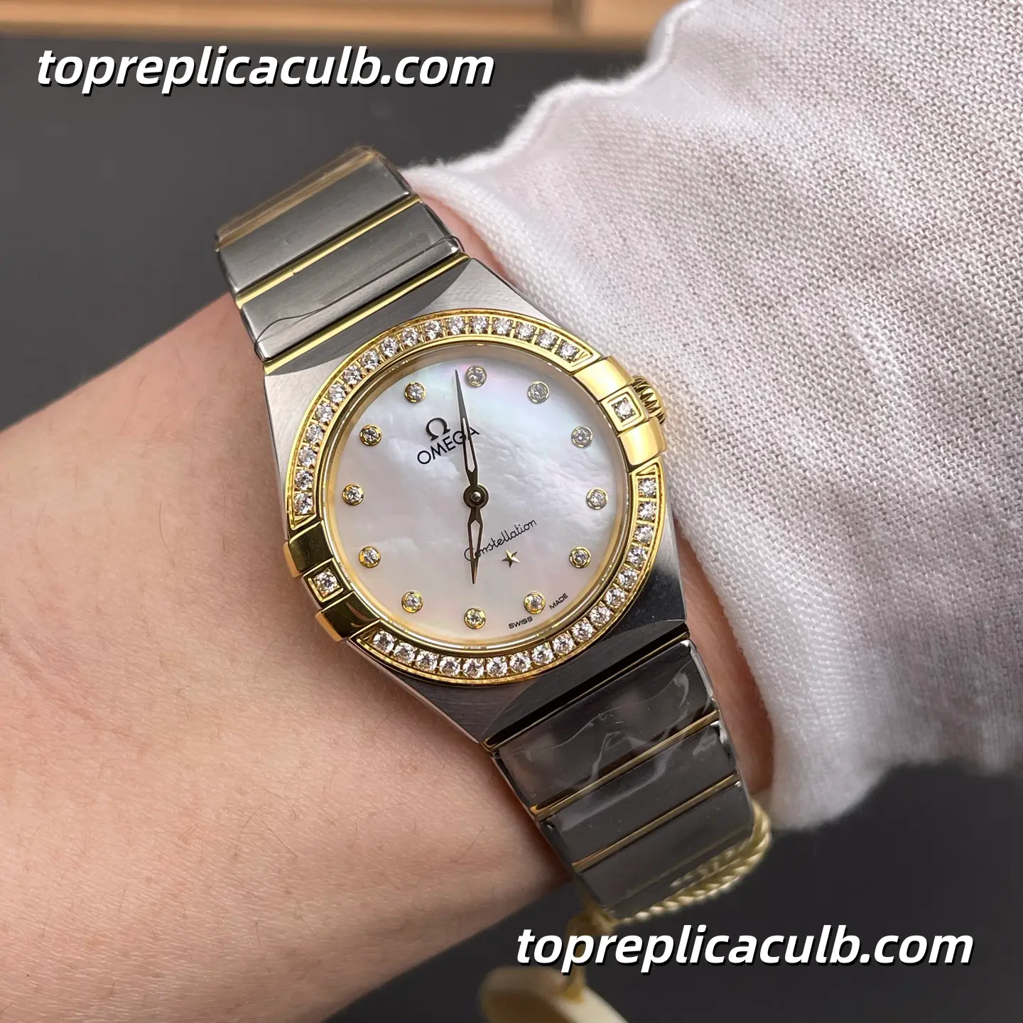 AS Factory Omega Constellation Ref.131.25.28.60.55.002 28MM Mother Of Pearl Diamond Bezel Two Tone Bracelet Super Clone Watch With 4061 Quartz Movement - Image 2