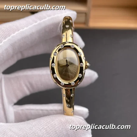 BBA Factory Cartier Baignoire Super Clone Watch Gold Dial Diamond Bezel WJBA0063
