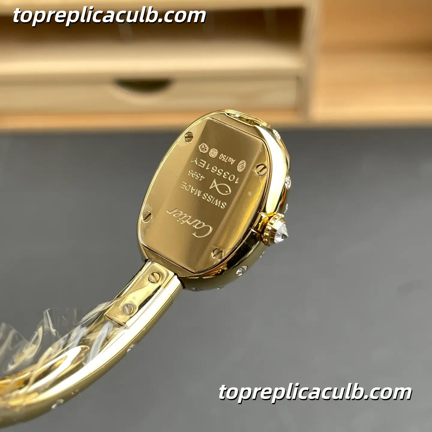 BBA Factory Cartier Baignoire Super Clone Watch Gold Dial Diamond Bezel WJBA0063 - Image 9