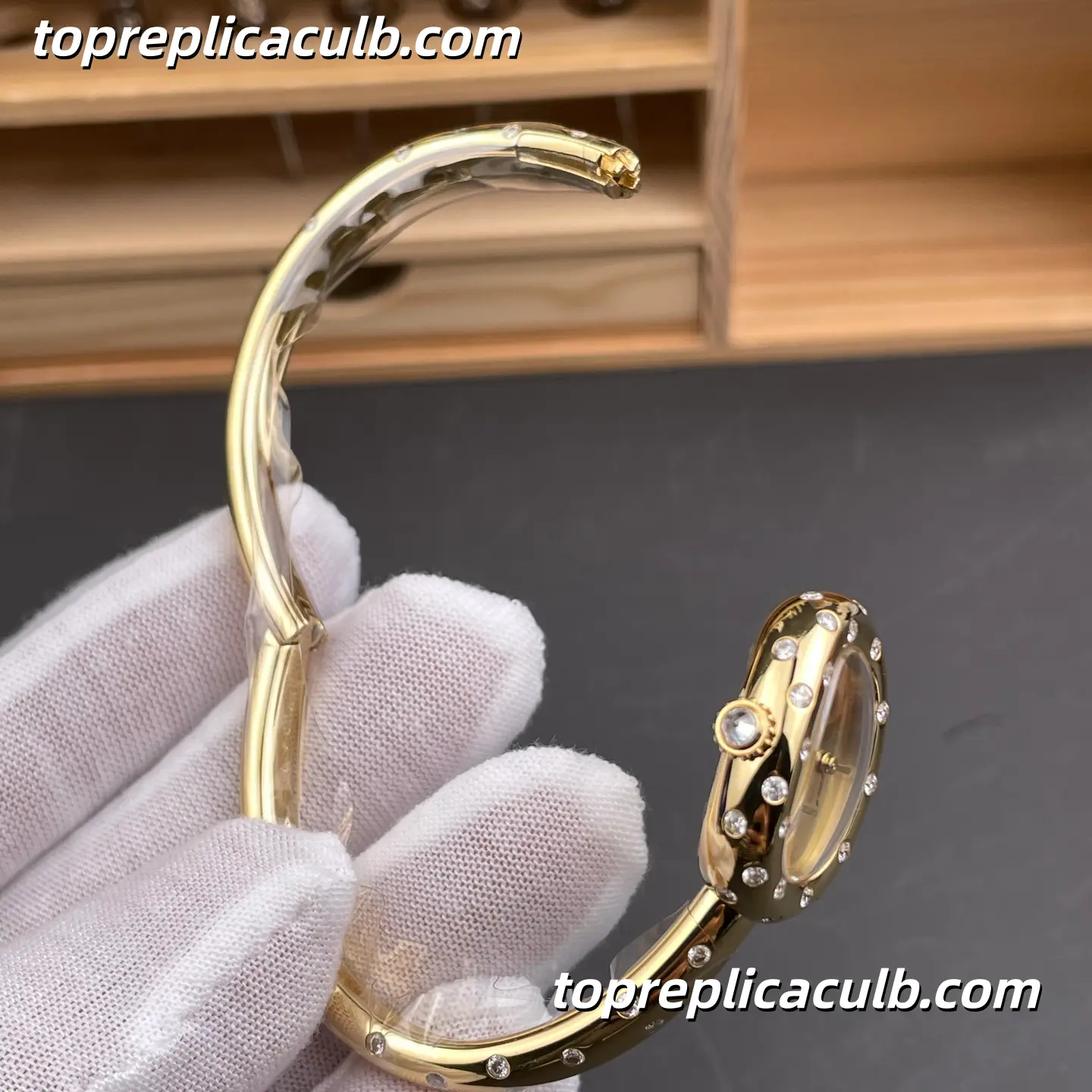 BBA Factory Cartier Baignoire Super Clone Watch Gold Dial Diamond Bezel WJBA0063 - Image 8