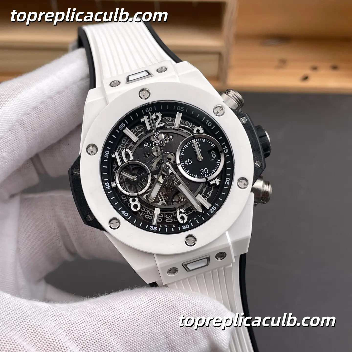 BBF Factory Hublot Big Bang Unico Super Clone Watch 42MM White Ceramic Skeleton Dial 441.HX.1170.RX - Image 4