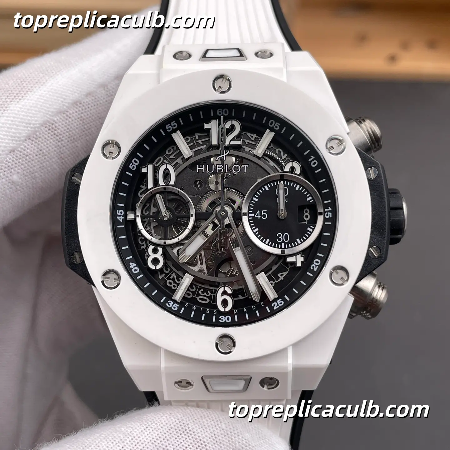 BBF Factory Hublot Big Bang Unico Super Clone Watch 42MM White Ceramic Skeleton Dial 441.HX.1170.RX - Image 3