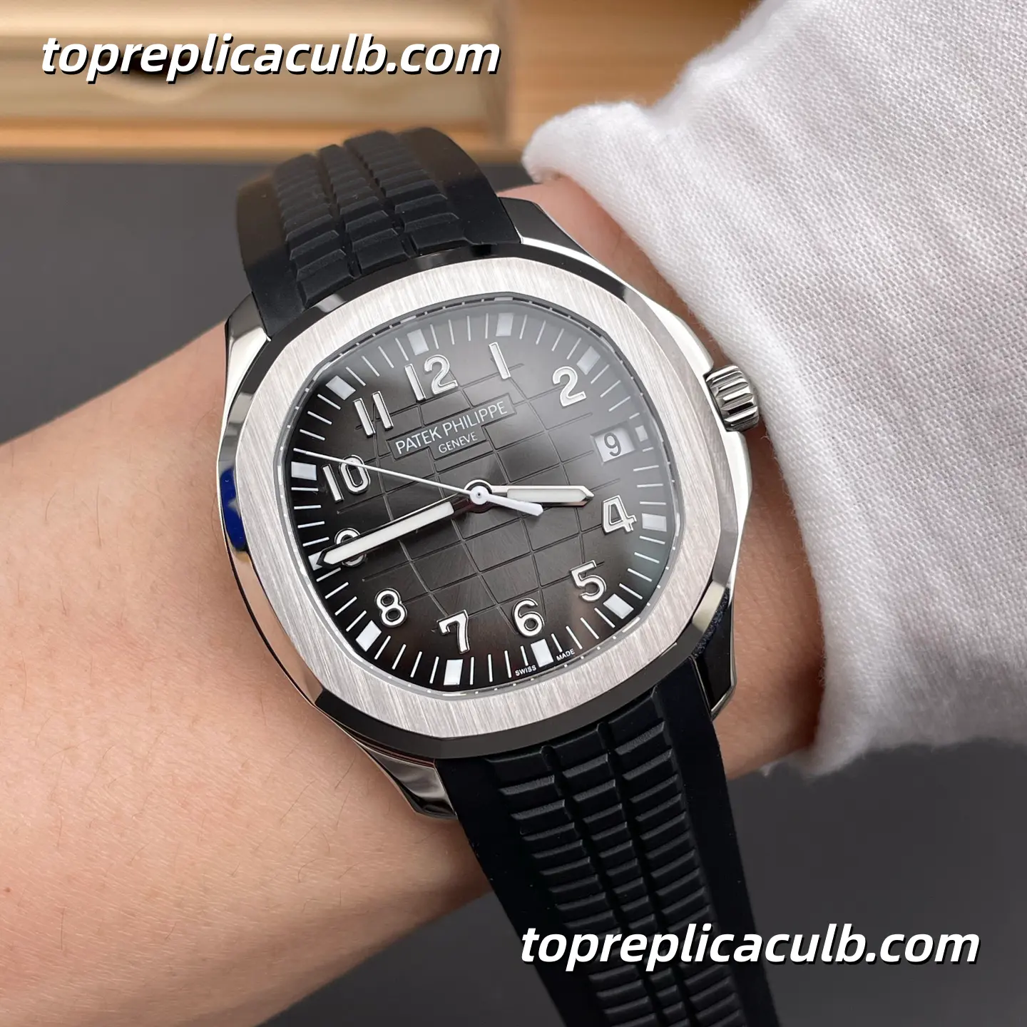 BBF Factory Patek Philippe Aquanaut 5167A-001 Super Clone Watch 40mm Black Embossed Dial Stainless Steel Case Black Tropical Rubber Strap Automatic Movement - Image 2