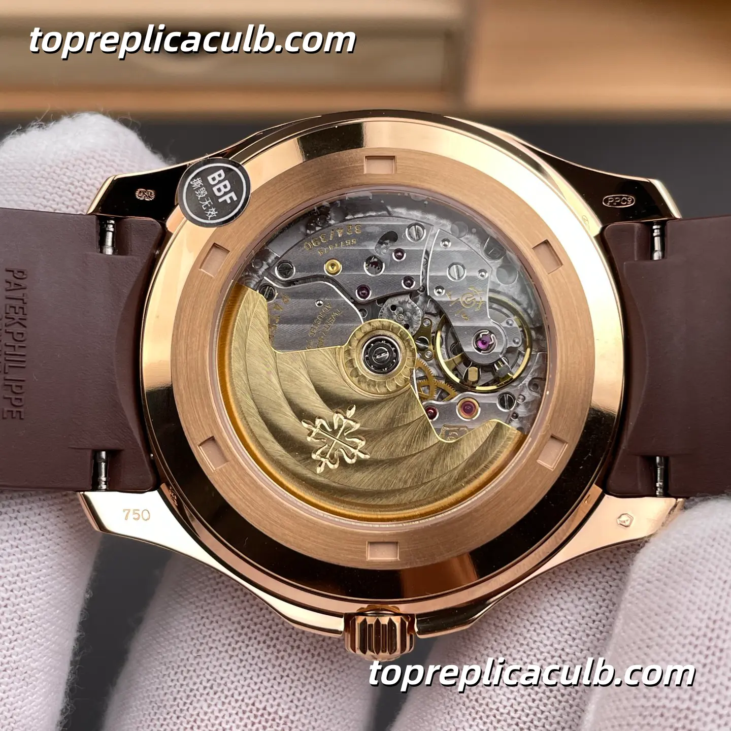 BBF Factory Patek Philippe Aquanaut 5167R-001 Super Clone Watch 40mm Brown Embossed Dial Rose Gold Case Brown Tropical Rubber Strap Automatic Movement - Image 5