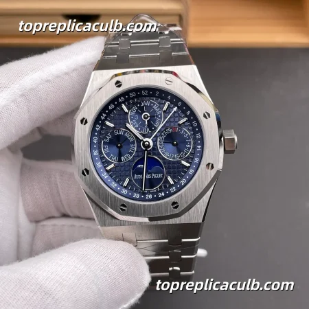 BBS Factory Audemars Piguet Royal Oak Perpetual Calendar 41MM 26574ST.OO.1220ST.03 Blue Grande Tapisserie Dial Stainless Steel Bracelet Super Clone Watch