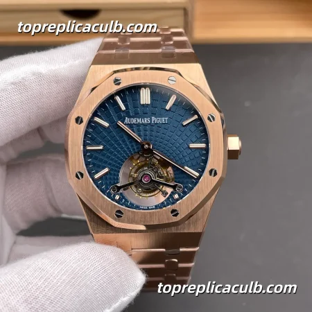 BBS Factory Audemars Piguet Royal Oak Tourbillon 41MM 26522OR.OO.1220OR.01 Blue “Evolutive Tapisserie” Dial Rose Gold Style Super Clone Watch