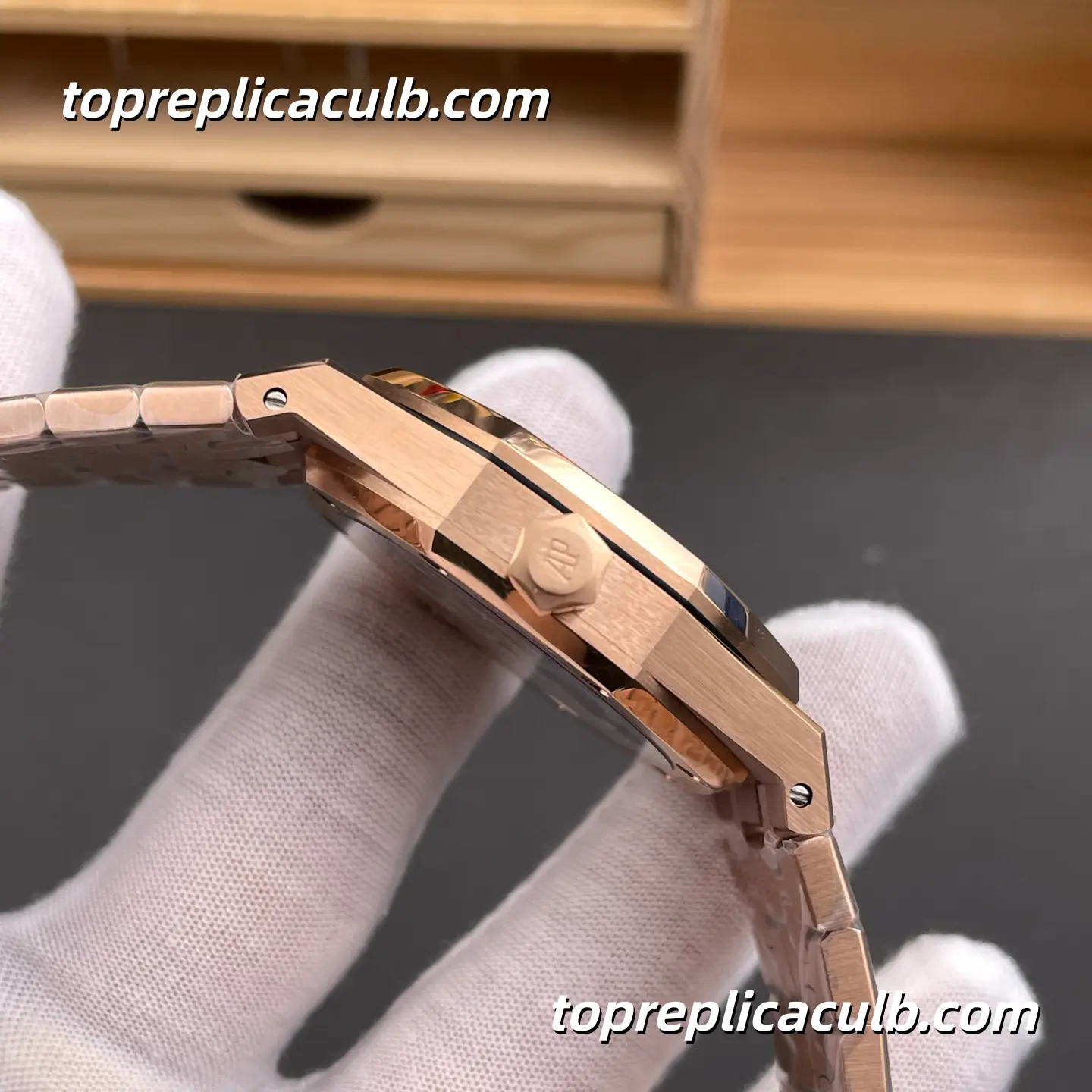 BBS Factory Audemars Piguet Royal Oak Tourbillon 41MM 26522OR.OO.1220OR.01 Blue “Evolutive Tapisserie” Dial Rose Gold Style Super Clone Watch with Integrated Bracelet and Flying Tourbillon Automatic Movement - Image 5