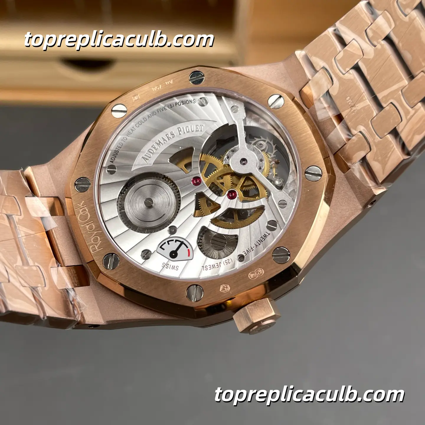 BBS Factory Audemars Piguet Royal Oak Tourbillon 41MM 26522OR.OO.1220OR.01 Blue “Evolutive Tapisserie” Dial Rose Gold Style Super Clone Watch with Integrated Bracelet and Flying Tourbillon Automatic Movement - Image 7