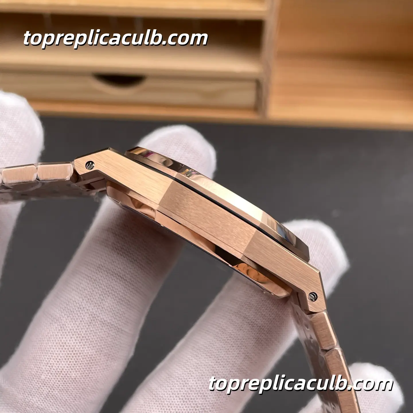 BBS Factory Audemars Piguet Royal Oak Tourbillon 41MM 26522OR.OO.1220OR.01 Blue “Evolutive Tapisserie” Dial Rose Gold Style Super Clone Watch with Integrated Bracelet and Flying Tourbillon Automatic Movement - Image 6