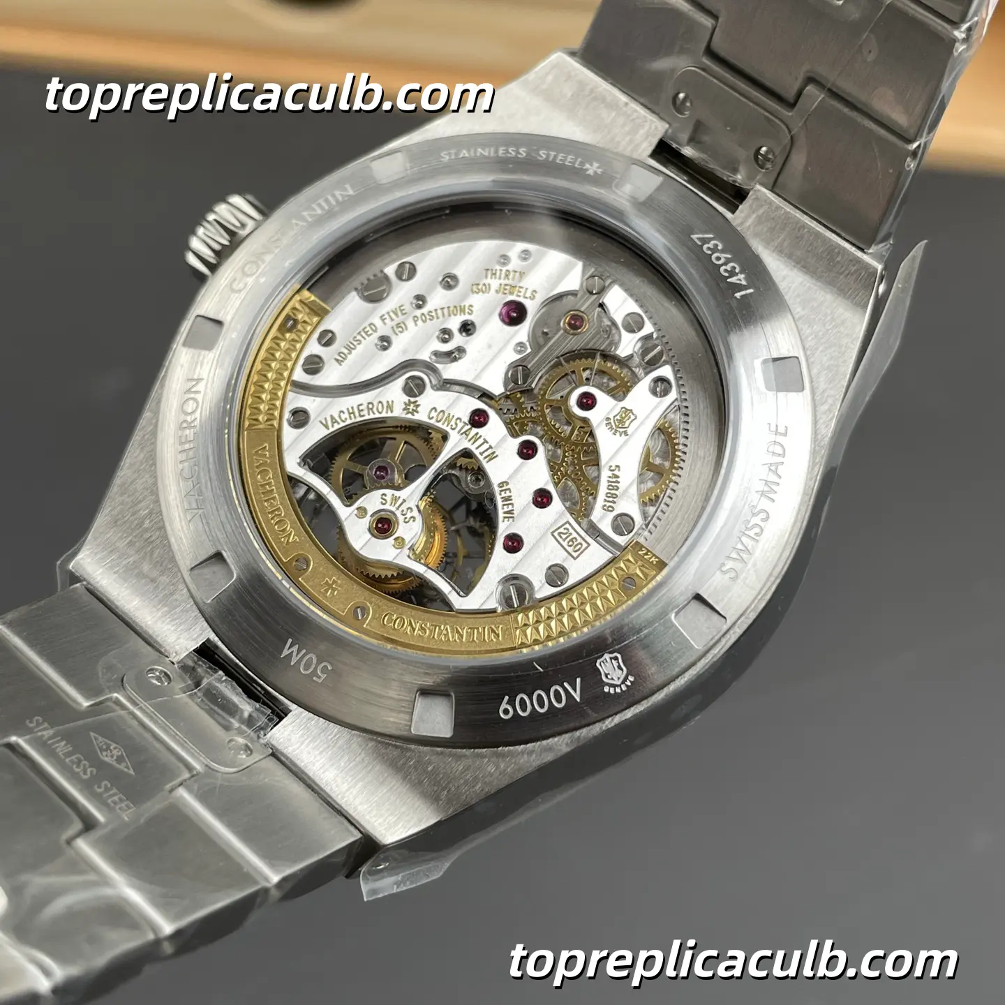 BBS Factory Vacheron Constantin Overseas Tourbillon 6000V/110A-B544 Super Clone Watch Stainless Steel Blue Dial Integrated Bracelet 2160 Movement - Image 5