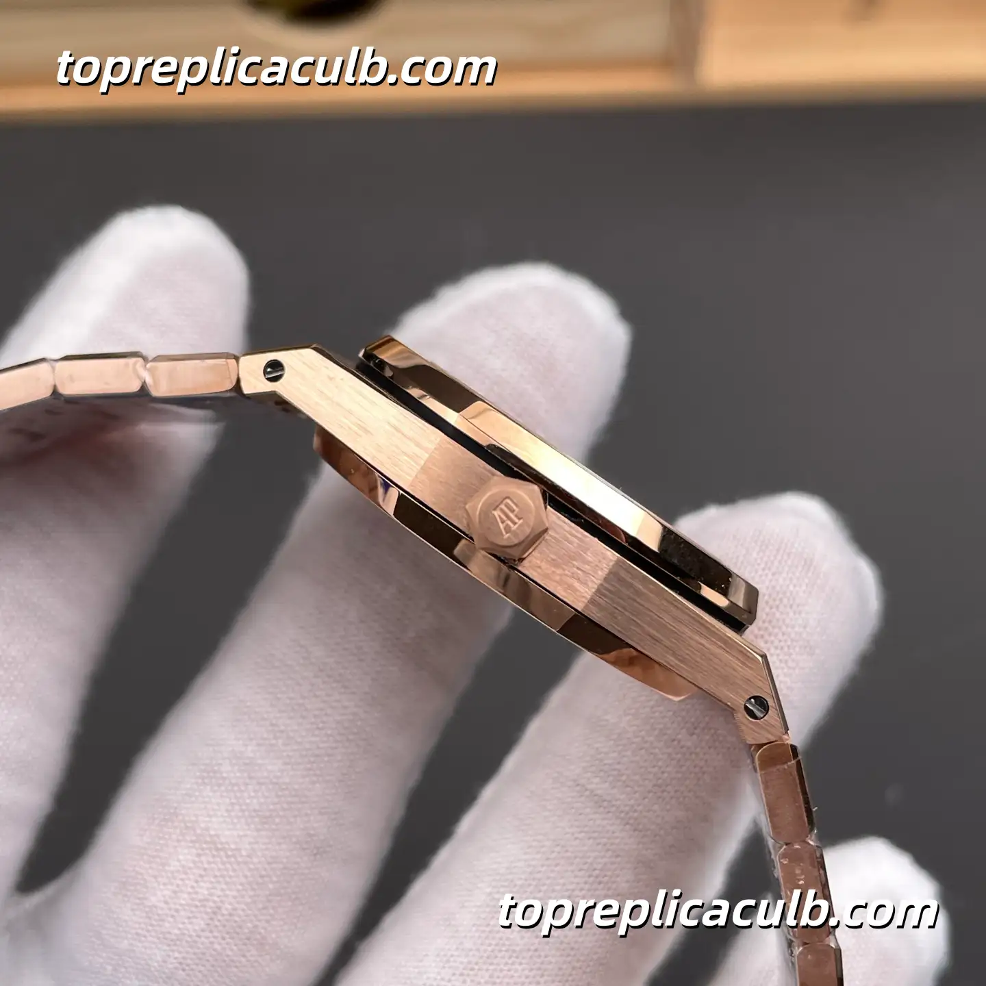 BF Factory Audemars Piguet Royal Oak 34MM 77351OR.ZZ.1261OR.01 Silver Grande Tapisserie Dial Diamond Bezel Rose Gold Bracelet Super Clone Watch with Quartz Movement - Image 5