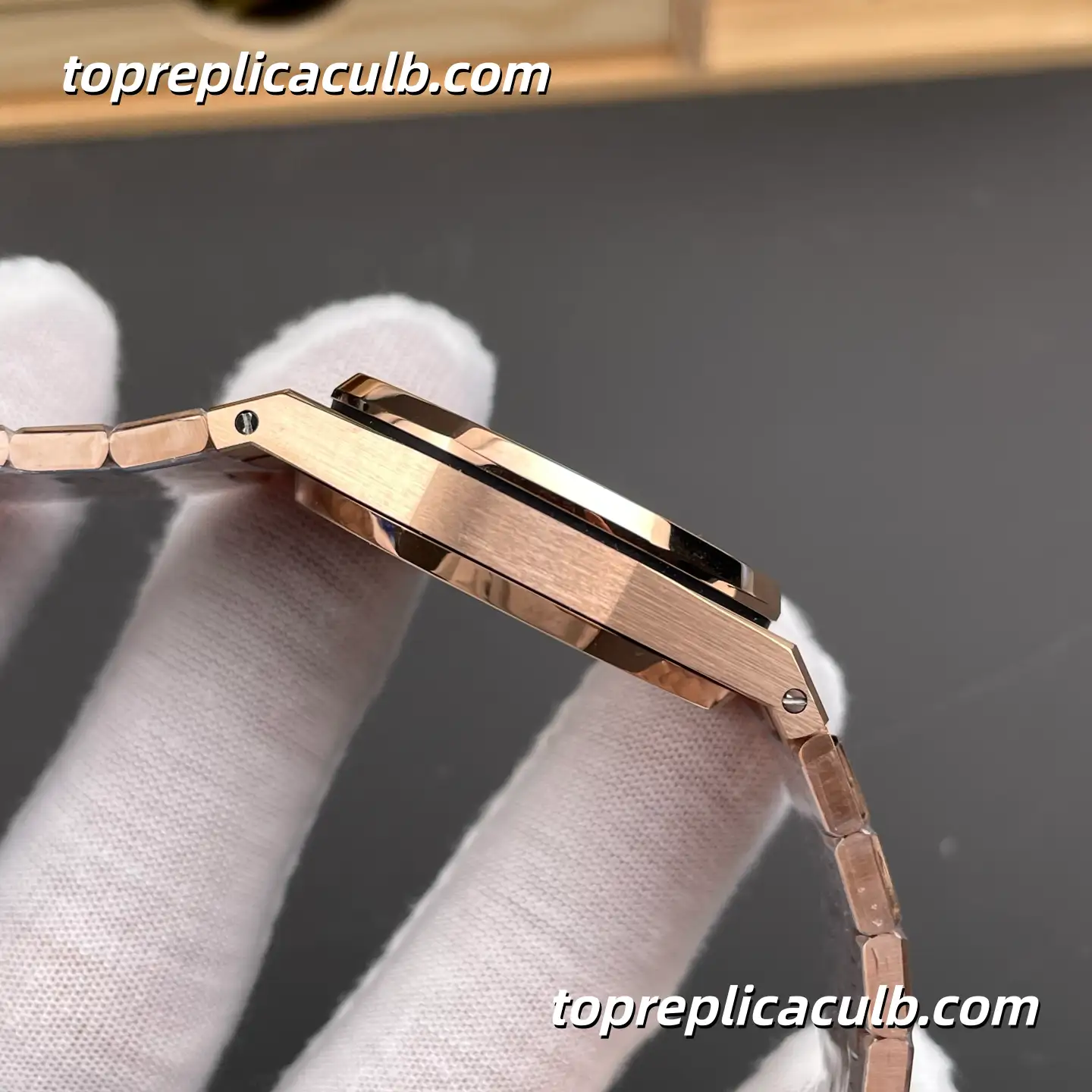 BF Factory Audemars Piguet Royal Oak 34MM 77351OR.ZZ.1261OR.01 Silver Grande Tapisserie Dial Diamond Bezel Rose Gold Bracelet Super Clone Watch with Quartz Movement - Image 6